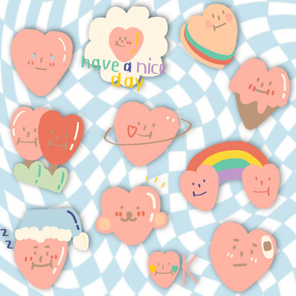 ins风可爱卡通爱心 手帐日记本笔记本电脑手机壳水杯IPAD贴纸贴画