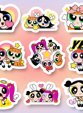 韩国NEWJEANS飞天小女警贴纸鲸emoji明星防水手机壳装饰行李箱贴