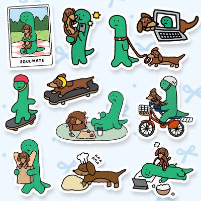 韩国绿色小恐龙joguman贴纸