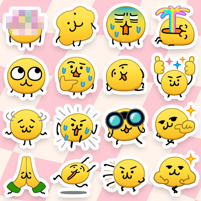 line小黄豆地瓜球笑脸表情贴小家伙emoji儿童奖励防水行李箱贴纸