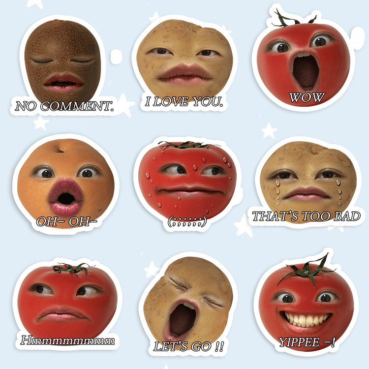 可爱卡通ins风kuso恶搞搞怪番茄表情 手帐手机壳水杯防水贴纸贴画