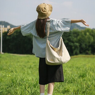 包女日式斜挎包纯棉布包潮高级感托特包女包斜挎帆布包