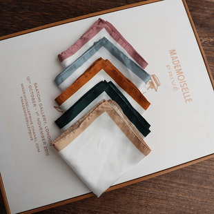 可以搭不同领带的口袋巾复古边条纹单色西装手帕方巾白色灰色黑色