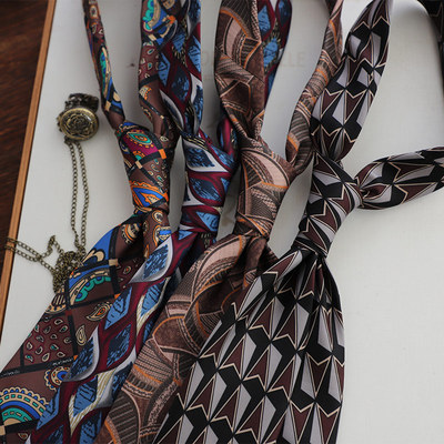 轻奢复古港风印花绅士雅痞领带男