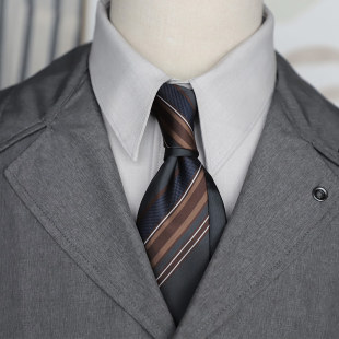 禁欲系 轻奢绅士领带男百搭主持舞台条纹宴会新郎伴郎转团 7CM正装