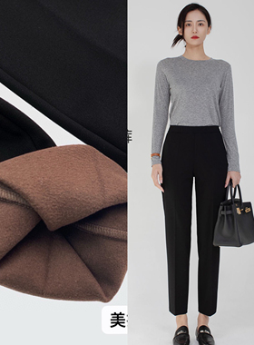 清仓不退换SEAWHEN海维恩正品 秋冬加厚暖绒高弹显瘦黑色通勤西裤