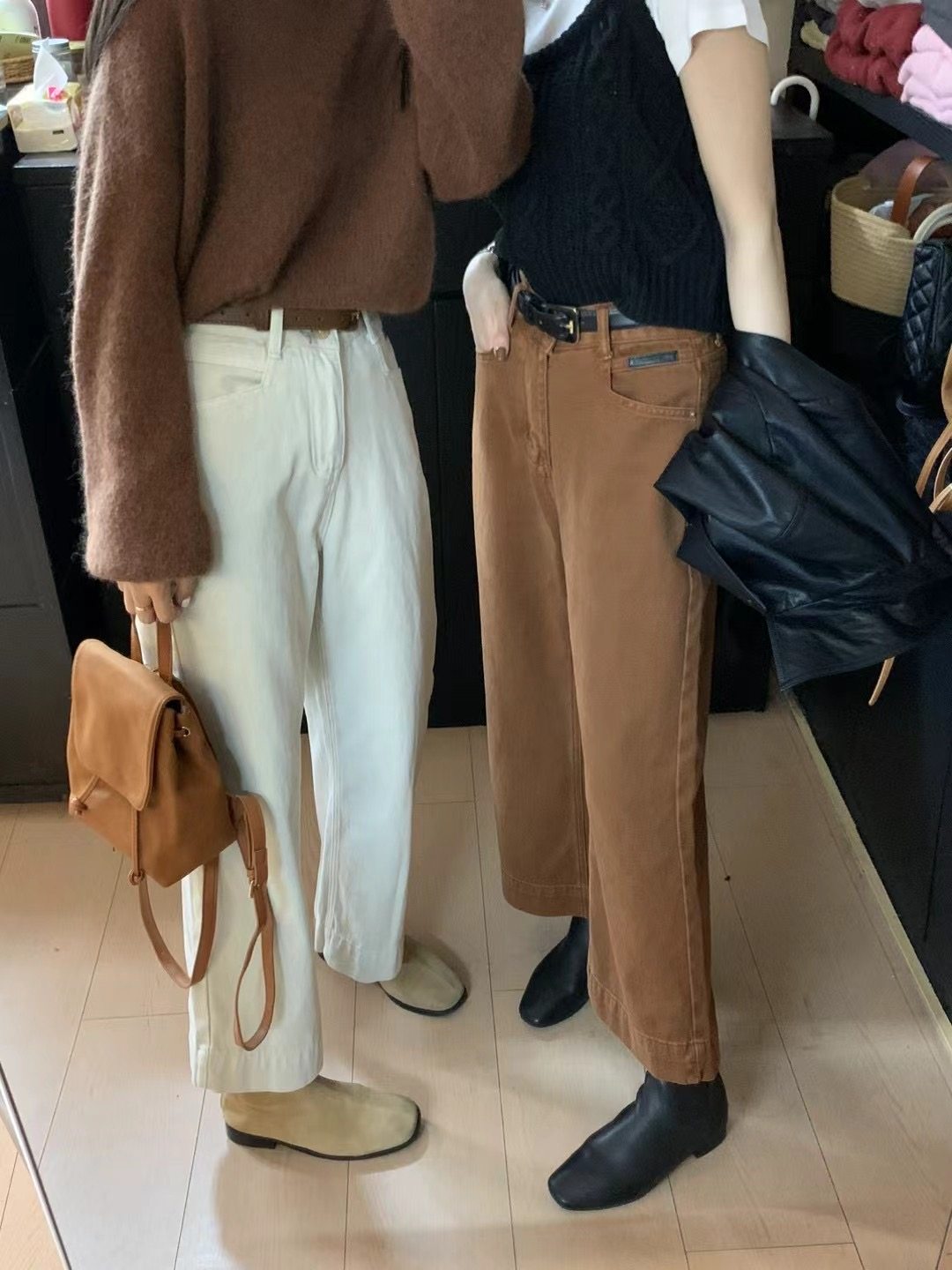 清仓不退换 GM9700 秋冬磨毛保暖牛仔裤 微喇直筒裤 踝靴裤