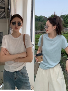 seawhen海维恩【雪花麻正肩圆领短袖tee】轻薄透气 夏日百搭高品