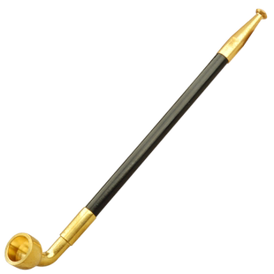 手工复古老式叶子大小锅黑色实木烟杆黄铜烟锅烟具烟斗旱烟袋锅子