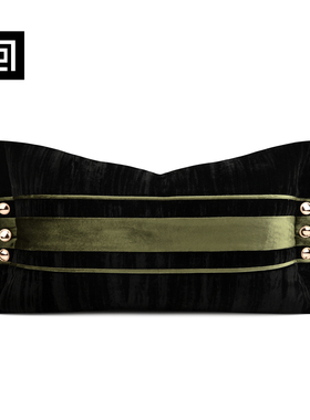 echo轻奢意式样板间绿色复古高级感丝绒拼接腰枕抱枕沙发客厅靠垫