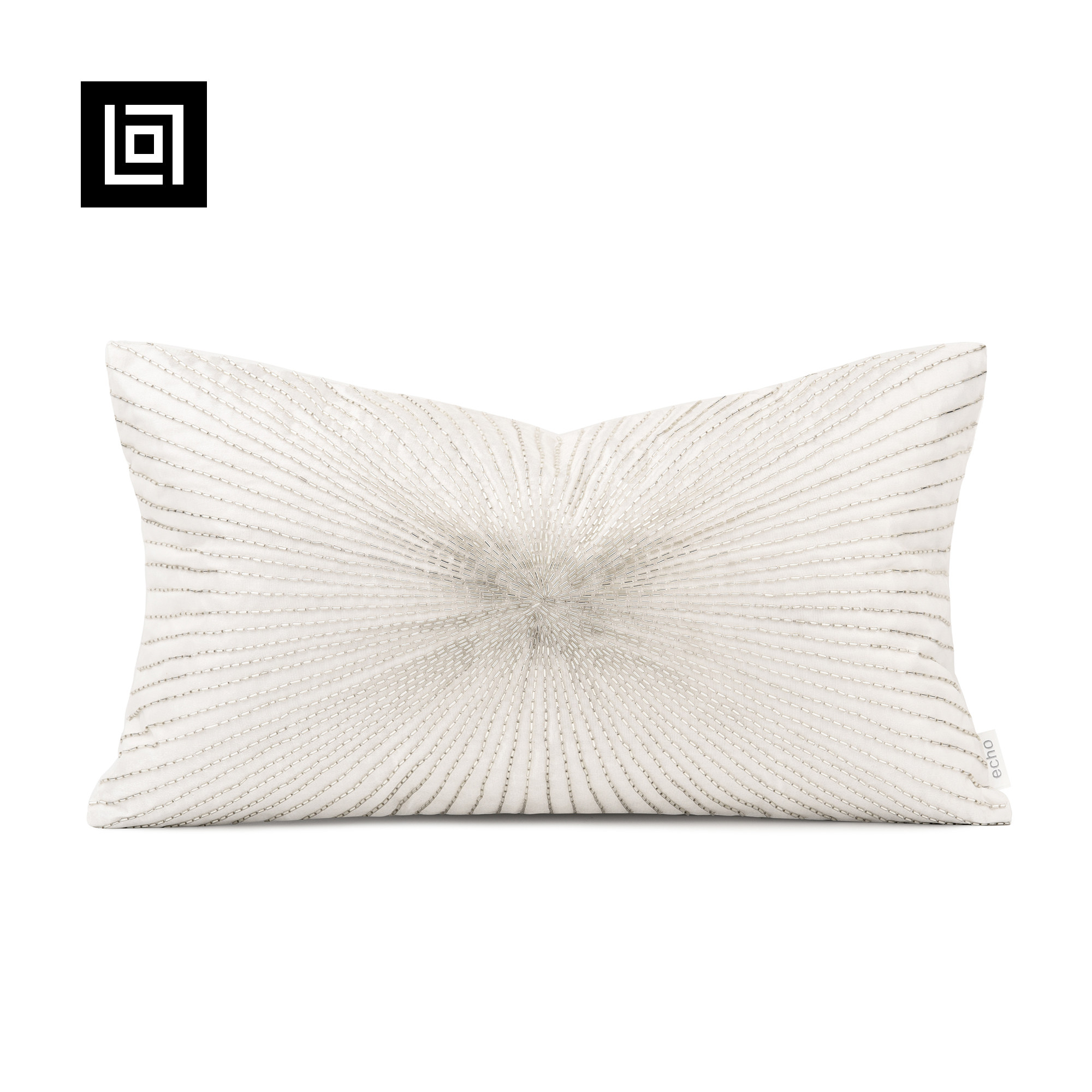 echo法式轻奢贵气奢华银白色手工钉珠样板间装饰高档沙发腰枕枕套