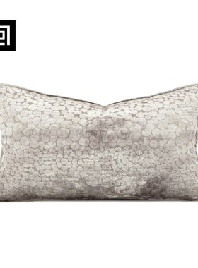 echo现代轻奢圆圈波点灰色浮雕进口割绒高档沙发抱枕腰靠垫样板间