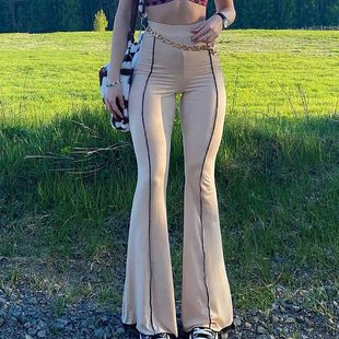 micro waisted flared pants Line women女士线条高腰微喇裤 high