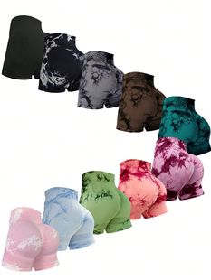 Tie dye high stretch tight yoga shorts扎染高弹紧身瑜伽短裤女