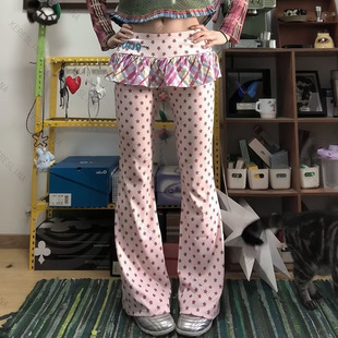 星星波点个性甜美ins风拼接长裤女 Star Wave Dot Splicing Pants