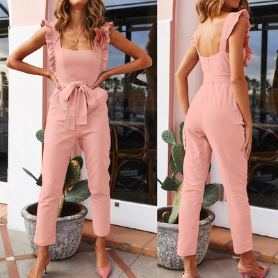 Elegant jumpsuit belt summer vacation beach