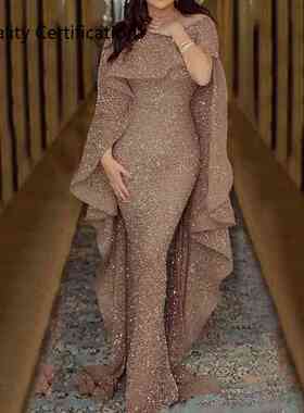 Two pieces of sexy shawl sequin dress