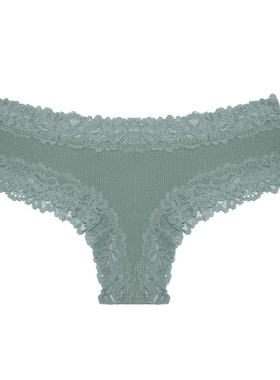 Solid color mid rise lace patchwork underwear 蕾丝拼接内裤女