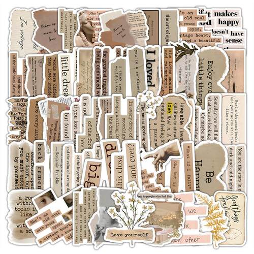 53pcs Retro inspirational English DIY handbook small sticker