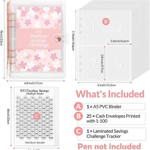 floral money saving Challenge cash saving book 100天储钱挑战