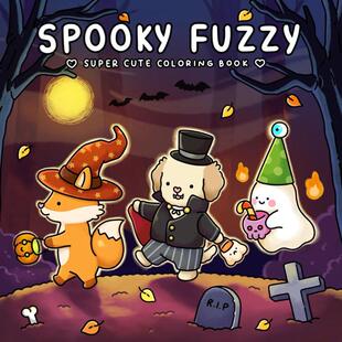 万圣节新款涂色本Spooky Cutie Coloring Book Paperback绘图本