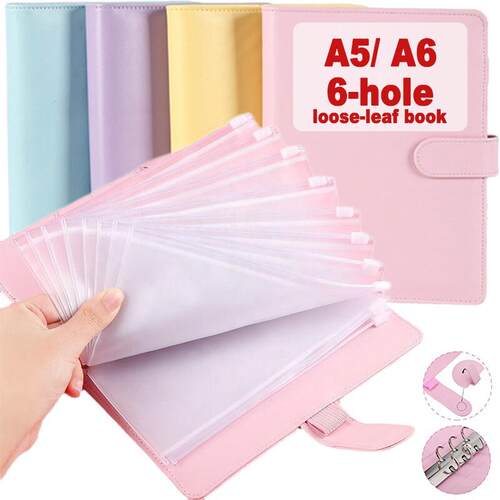 NEW Practical Budget Binder Leather Pockets A6 Macaron Cash