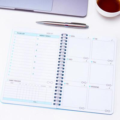 英语笔记本周计划undated weekly Planner52周线圈本自填式日程本