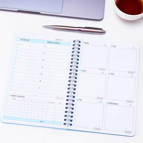 英语笔记本周计划undated weekly Planner52周线圈本自填式日程本