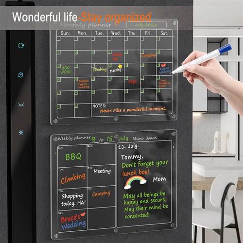 2Pack Magnetic Acrylic Dry Erase Monthly Weekly plan Board