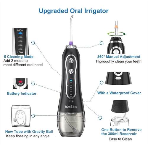 Portable Oral Irrigator 300ml Dental Water Flosser Jet 5 Mod