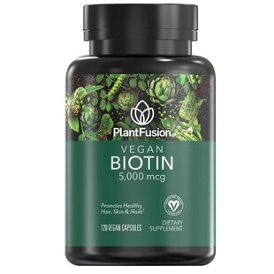 美国PlantFusion 生物素(5000mcg)天然头发皮肤和指甲维生素120粒