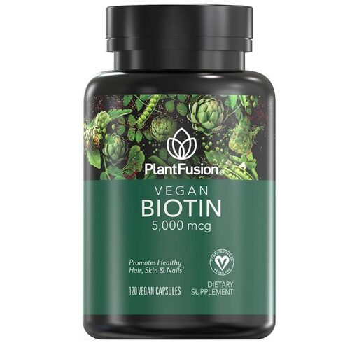 美国PlantFusion 生物素(5000mcg)天然头发皮肤和指甲维生素120粒