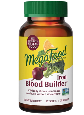 美国MegaFood Blood Builder 铁补充剂 维生素 B12 和叶酸 30 片