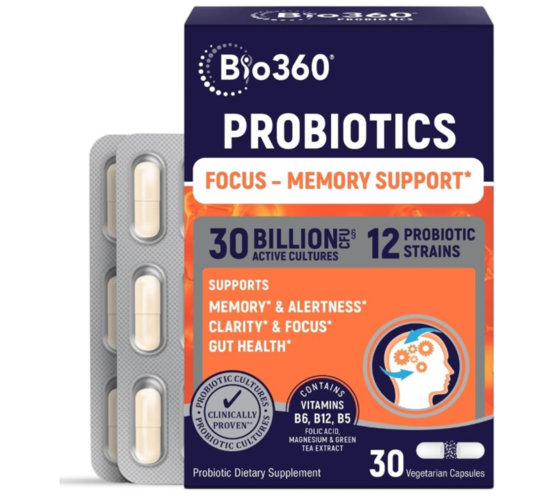 美国Bio360 记忆力和专注力大脑补充剂 B5 B6 B12-300 亿落30粒