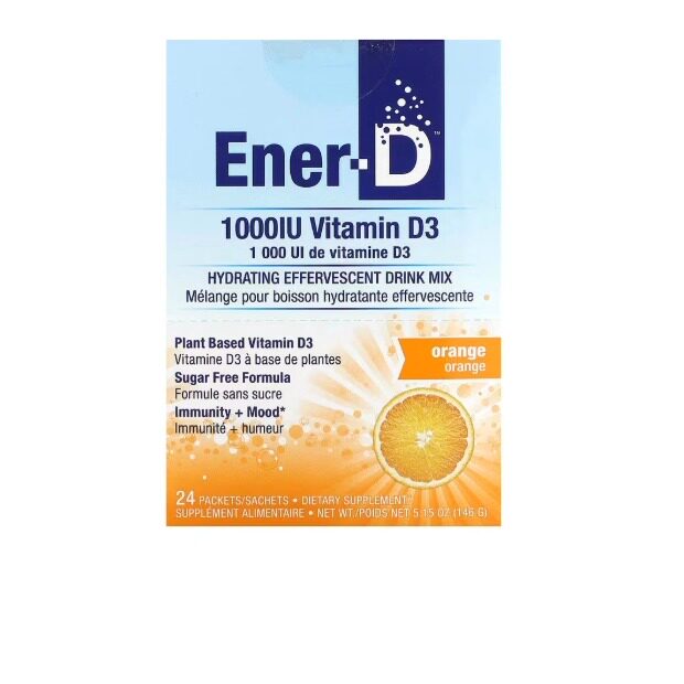 美国Ener-C Ener-D维生素D3 补水泡腾混合饮品无糖1000毫克24 包