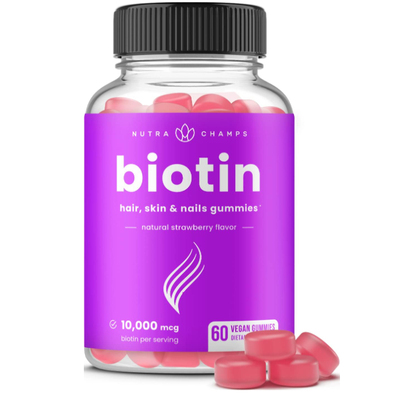 美国NutraChamps生物素软糖10000mcg健康头发皮肤和指甲 补充剂