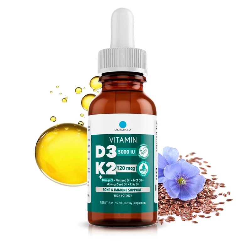 美国Dr. Robaina维生素D3 + K2 滴剂 素食 MCT 油液体补充剂59ml