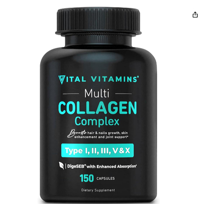 美国Vital Vitamins 男女复合胶原蛋白补充剂 皮肤指甲 头发150粒