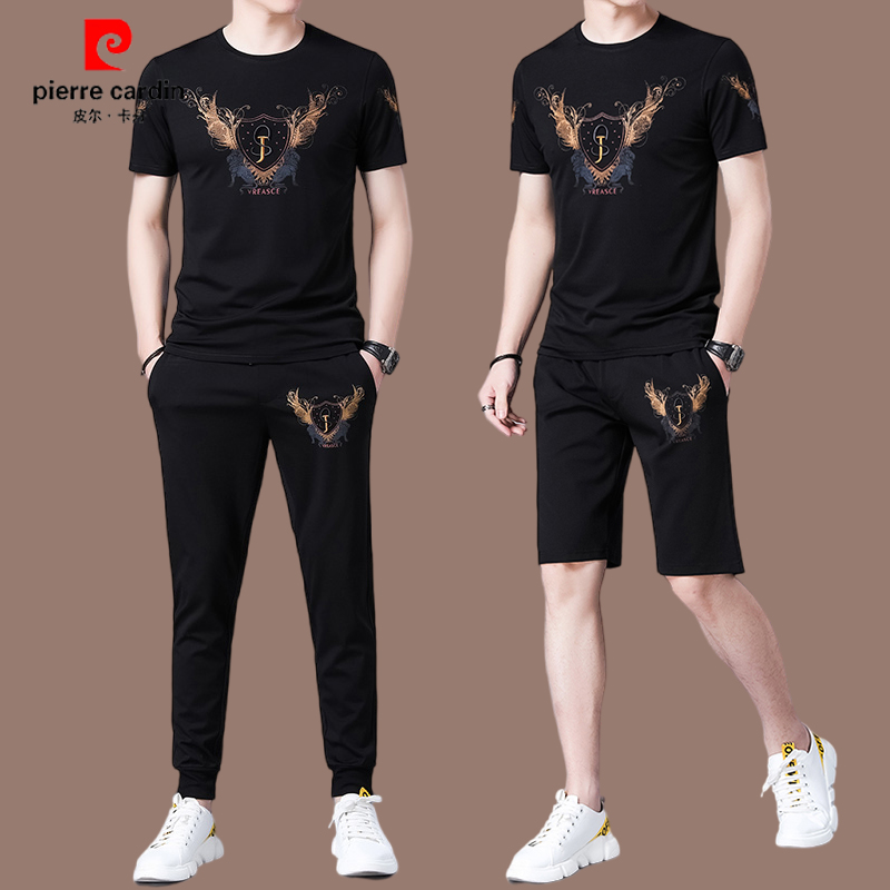 皮尔卡丹夏季男士轻奢帅气两件套