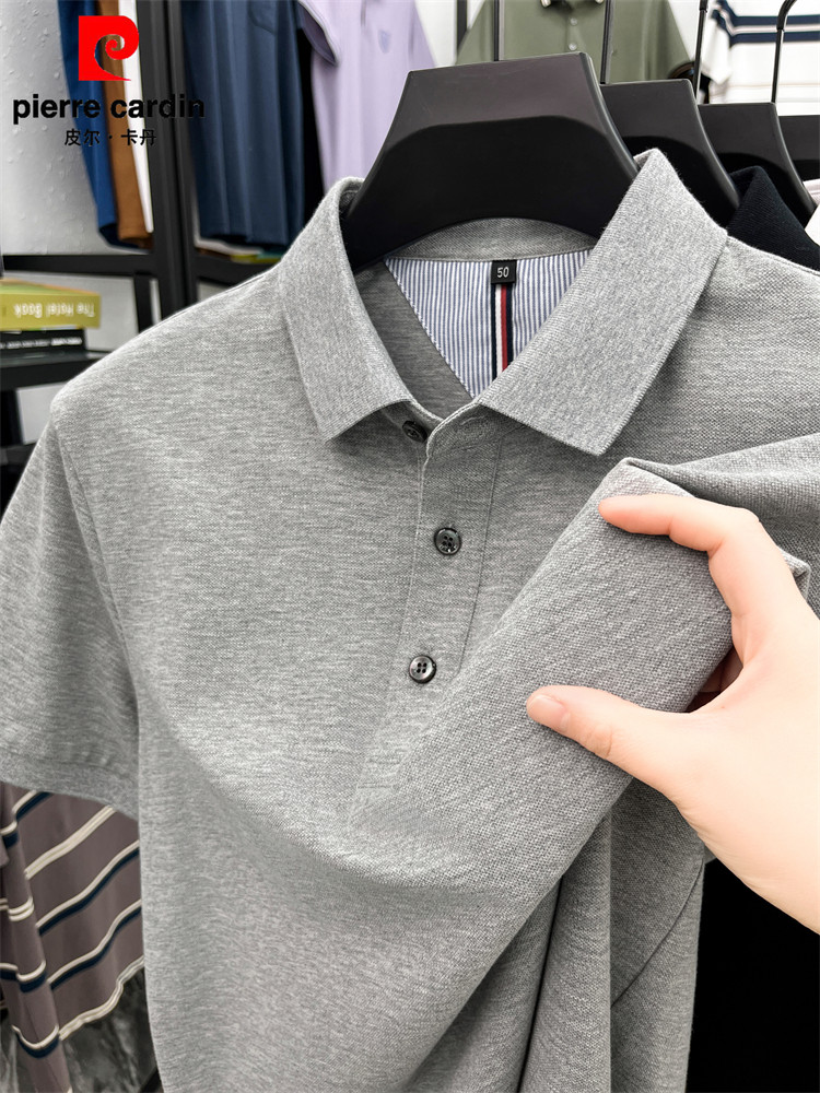 皮尔卡丹2024夏季新款纯棉POLO衫休闲翻领上衣宽松透气短袖T恤潮