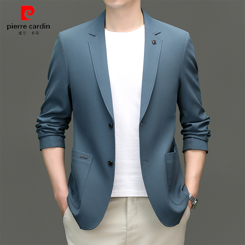 皮尔卡丹正品春夏季男士时尚轻奢休闲西装外套商务百搭单西服外套