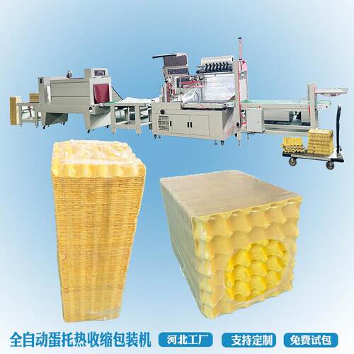 定制款全自动热缩膜包装机蛋托包膜机视频650型塑封机封口机