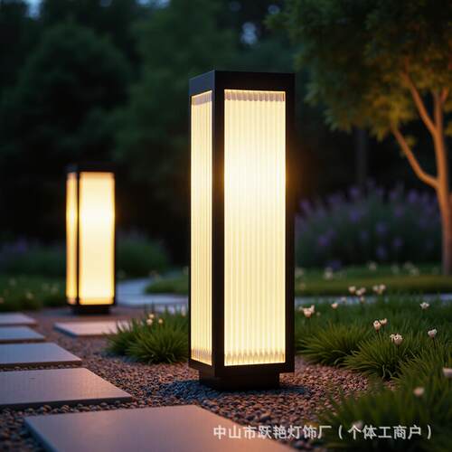 户外太阳能草坪灯别墅花园景观庭院灯室外家用院子方形防水草地灯