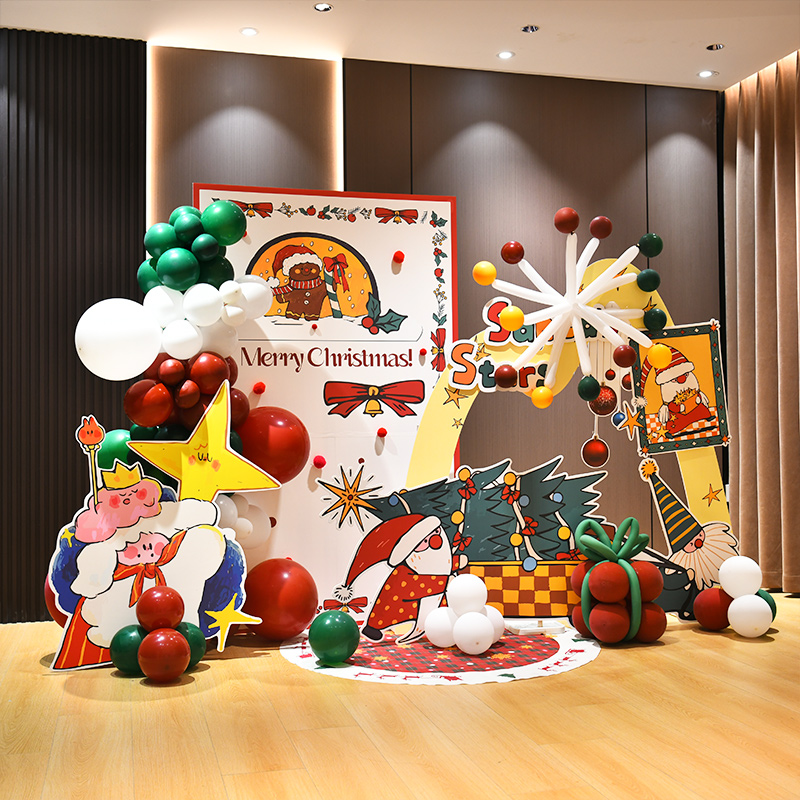 圣诞夜狂欢派对商场店铺活动氛围感拍照场景装饰品kt板背景墙布置
