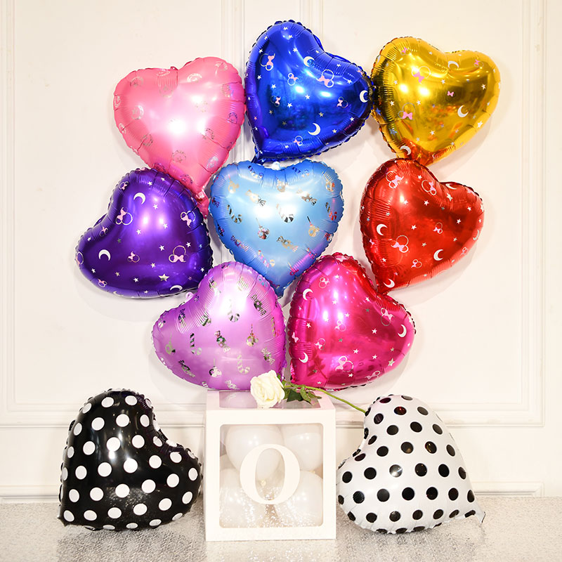 18寸铝膜儿童生日心形爱心气球点点国庆节装饰月牙饰品场景布置