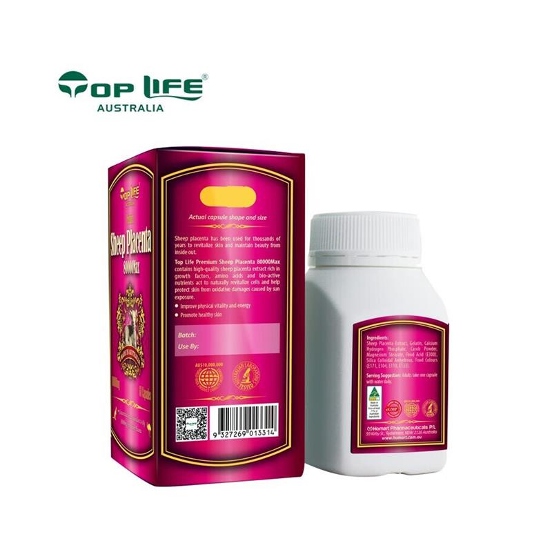 澳洲直邮Top Life羊胎素胶囊60粒80000mg保养卵巢呵护女性健康