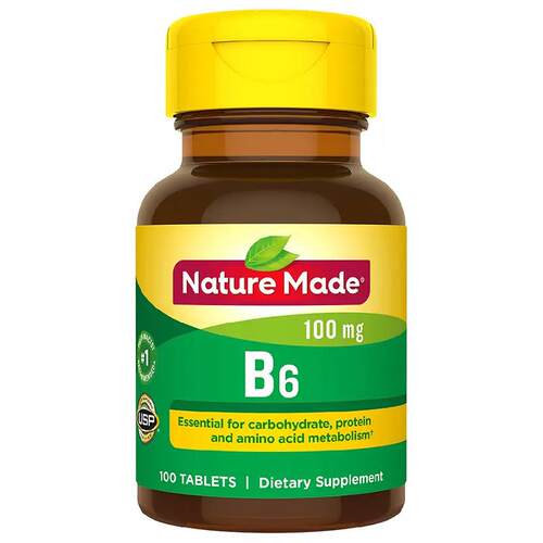 Nature Made美国维生素B6 吡哆素防头发脱vb6溢脂性皮肤100粒正品