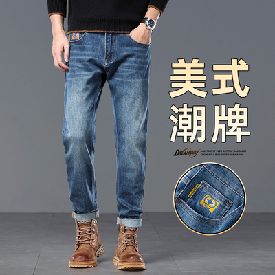 潮牌痞帅牛仔裤男款2026直筒裤