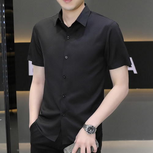 休闲商务正装净版纯色衬衫男装