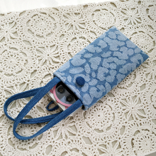 手机袋遛弯小提兜防摔防划保护套充电宝收纳包牛仔帆布棉布袋原创